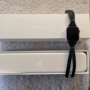 Apple Smartwatch with Black Leather Band